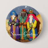Drei Könige mit Geschenken für das Baby Jesus Weih Button (Vorderseite)