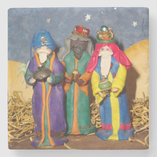Drei Könige mit Geschenken für das Baby Jesus Weih Steinuntersetzer (Vorderseite)