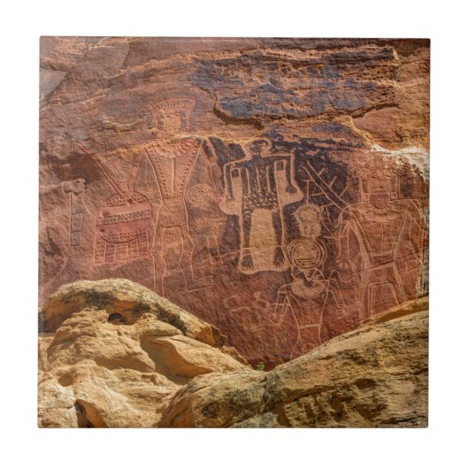 Drei Könige Petroglyph - Mcconkie Ranch - Utah Fliese (Vorderseite)