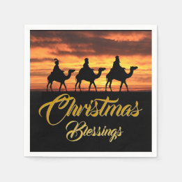 Drei Könige reiten Kamele | Weihnachts-Segnungen Serviette