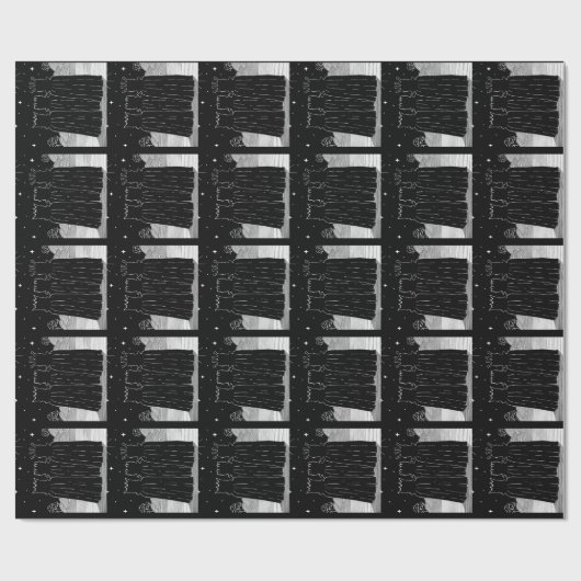 Drei Könige Sterne Schwarz-Weiß Weihnachtsdesign Geschenkpapier (Flach)