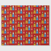 Drei Könige über rote Weihnachten Geschenkpapier (Flach)