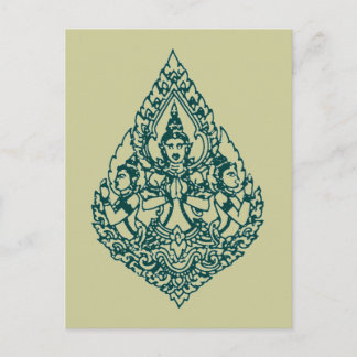 DREI KOPF BUDDHA PRAYING LAO, THAI & CAMBODA POSTKARTE