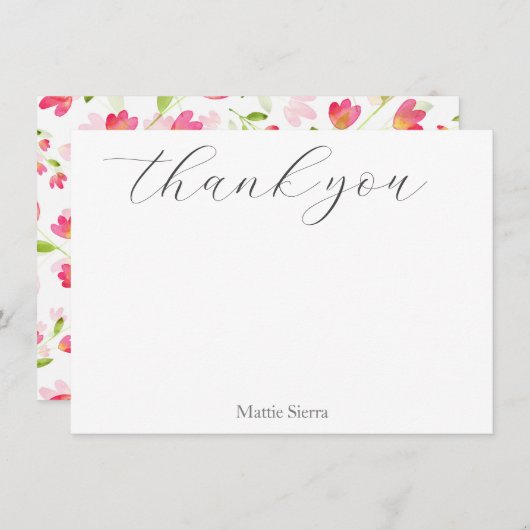 Drei Korallenrosa-Muster Dankeskarte (Vorne/Hinten)