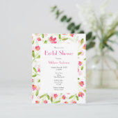 Drei Korallenrosa Wasserfarben-Blume Muster Einladung (Stehend Vorderseite)