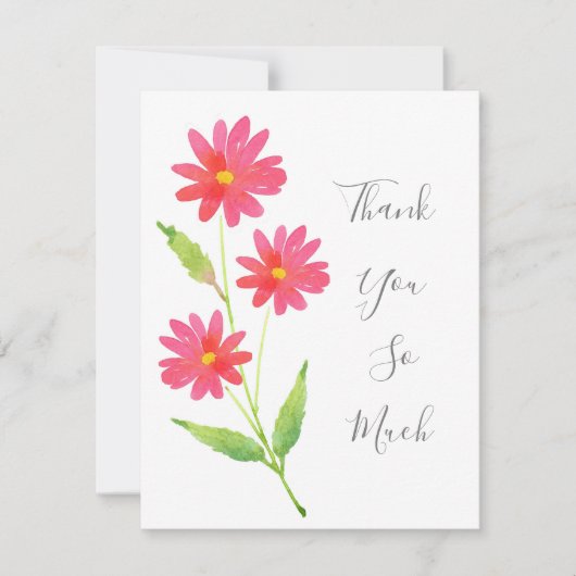 Drei korallenrosa Wasserfarben Dankeskarte (Vorderseite)