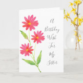 Drei korallenrosa Wasserfarben Karte (Gelbe Blume)