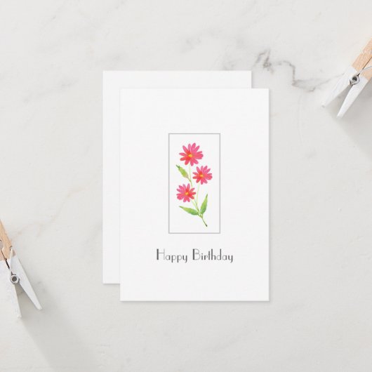 Drei korallenrosa Wasserfarben Karte (Vorderseite/Rückseite Beispiel)