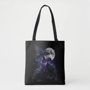 Drei Krähenmond-Gothik-Kosmischer Retro-Grafik Tasche