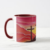 Drei Kreuz-Kreuzigungs-John-3:16 Tasse (Links)