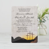 Drei Kreuz-religiöse Hochzeits-Einladung Einladung (Stehend Vorderseite)