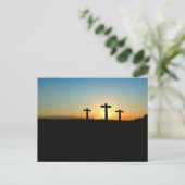 Drei Kreuze am Christlichen Sonnenaufgang Postkarte (Stehend Vorderseite)