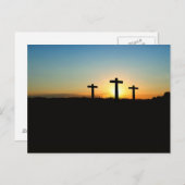 Drei Kreuze auf einem Hügel Postkarte (Vorne/Hinten)