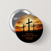 Drei Kreuze Christliche Kirche Button (Vorne & Hinten)