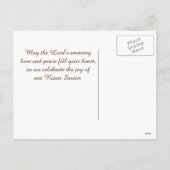 Drei Kreuze "He's Alive" Ostern Postkarte (Rückseite)