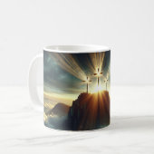Drei Kreuze in einer Himmlischen Landschaft Kaffeetasse (Vorderseite Links)
