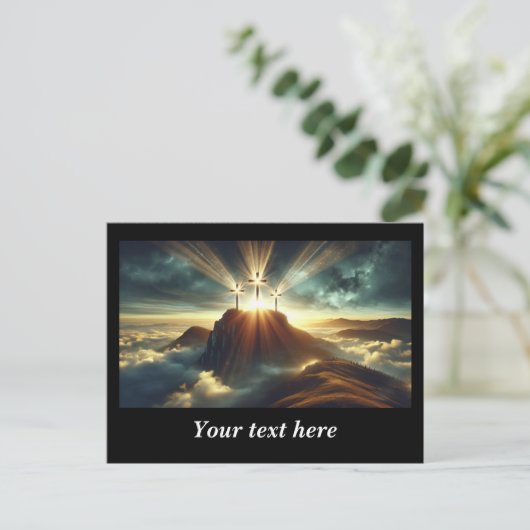 Drei Kreuze in einer Himmlischen Landschaft Postkarte (Stehend Vorderseite)