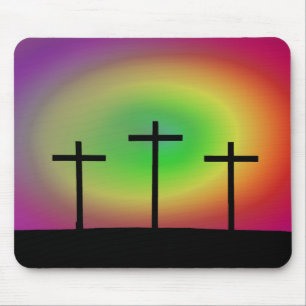 Drei Kreuze leuchten Mousepad