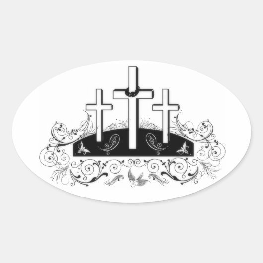 Drei Kreuze ovaler Aufkleber (Vorderseite)