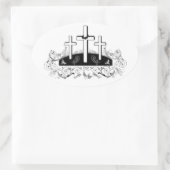 Drei Kreuze ovaler Aufkleber (Tasche)