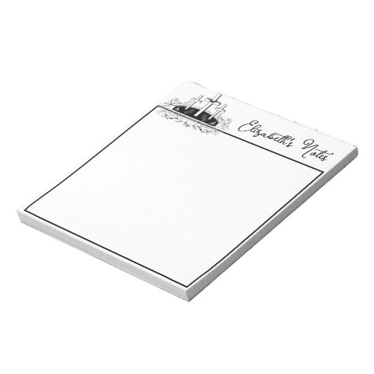 Drei Kreuze personalisiert Notizblock (Rotiert)