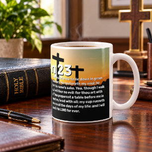 Drei Kreuze Psalm 23 Sonnenuntergang Bibelvers Kaffeetasse