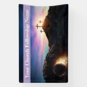 Drei Kreuze Sonnenuntergang Osterkirche Banner (Vertikal)