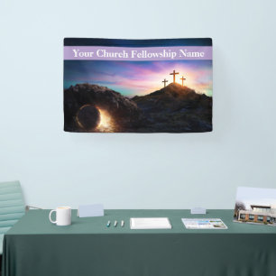 Drei Kreuze Sonnenuntergang Ostern Kirche Banner