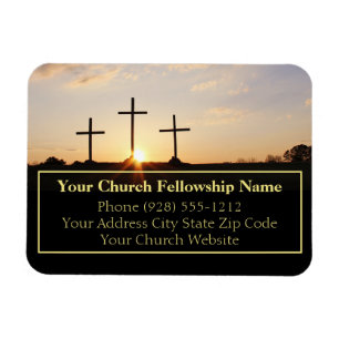 Drei Kreuze Sunrise Church Visitenkarten Magnet