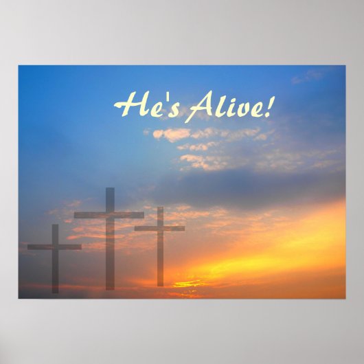 Drei Kreuze und Sonnenaufgang Poster (Vorne)