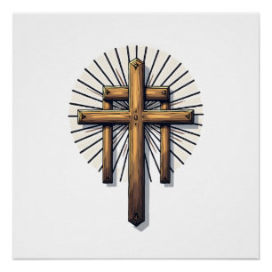 Drei Kreuze Vintage Gravur Faith Tee (1) Poster