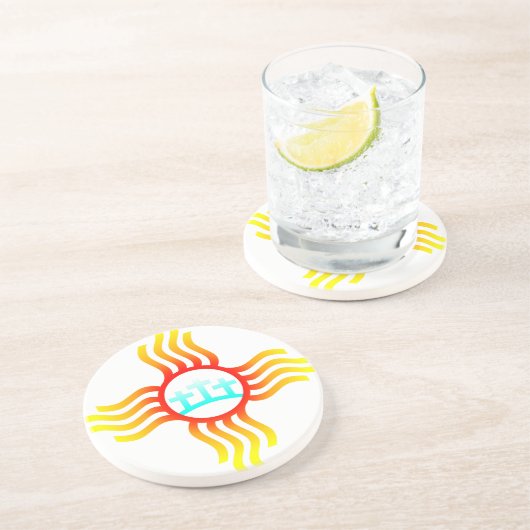 Drei Kreuzungen Zia Symbol für New Mexico Getränkeuntersetzer (Seite)