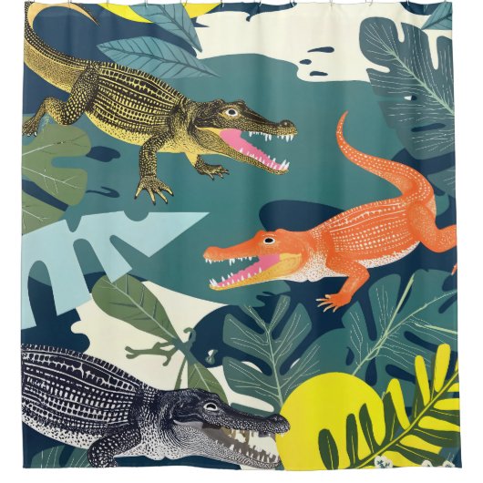 Drei Krokodile Duschvorhang (Vorderseite)