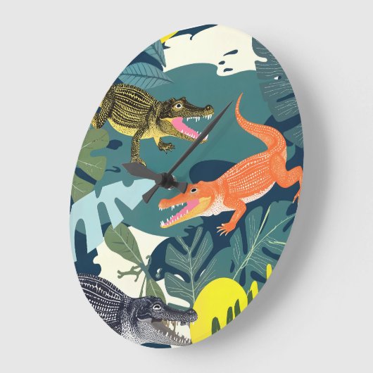 Drei Krokodile Große Wanduhr (Winkel)