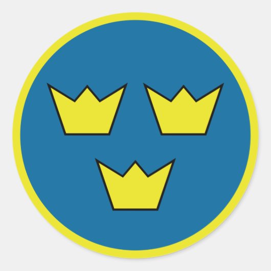 Drei Kronen Schwedisches Emblem Runder Aufkleber (Vorderseite)