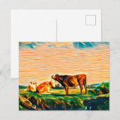 Drei Kühe auf der Weide Postkarte (Vorne/Hinten)