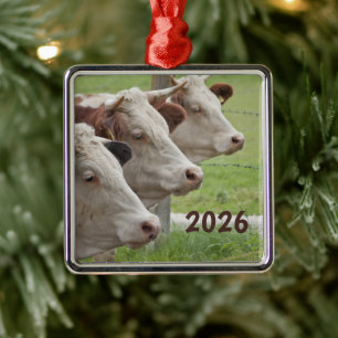 Drei Kühe in einer Row-Ornament Ornament Aus Metall