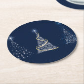 Drei Kunst-Weihnachtsbäume auf Blau Runder Pappuntersetzer (Angewinkelt)