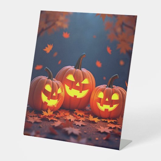 Drei Kürbis lächelnd Sockelschild (Vorderseite)