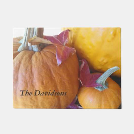 Drei Kürbis mit Blätter Fußmatte (Vorderseite)