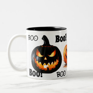 Drei Kürbisse Schwarz und Orange Buh Zweifarbige Tasse
