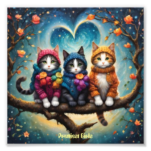 Drei Kut und schöne Katzen mit unschuldigen Ausseh Fotodruck (Vorne)