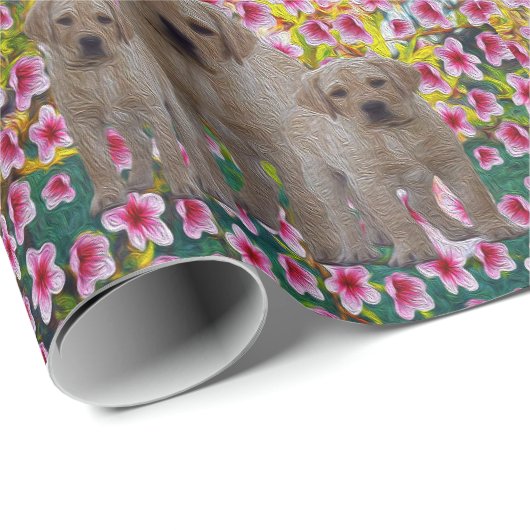 Drei Labrador Welpen Öl gestrichen, Geschenkpapier (Rolleneckpunkt)