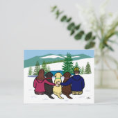 Drei Labradoren und Eltern Winter View Brown Postkarte (Stehend Vorderseite)