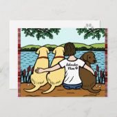 Drei Labradoren und Mama Postkarte (Vorne/Hinten)