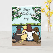 Drei Labradoren und Muttertag der Mama Karte (Gelbe Blume)