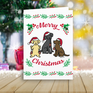 Drei Labradoren und Ornamente Weihnachten