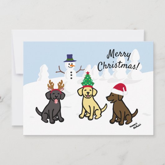 Drei Labradoren und Snowman Weihnachten (Vorderseite)