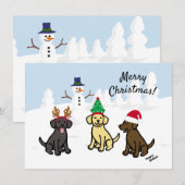 Drei Labradoren und Snowman Weihnachten (Vorne/Hinten)