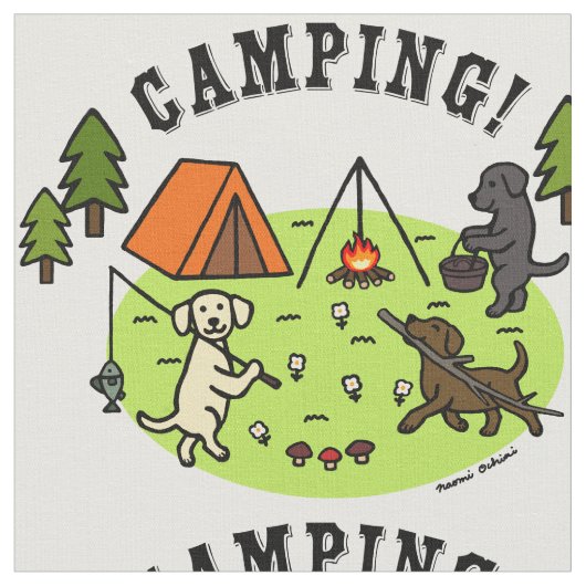 Drei Labradors Camping Fabric Stoff (Nahaufnahme)